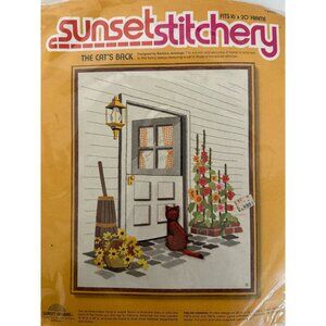 Sunset Stitchery "The Cat's Back" 1976 Embroidery Kit #2420 16”x20” Vintage NEW